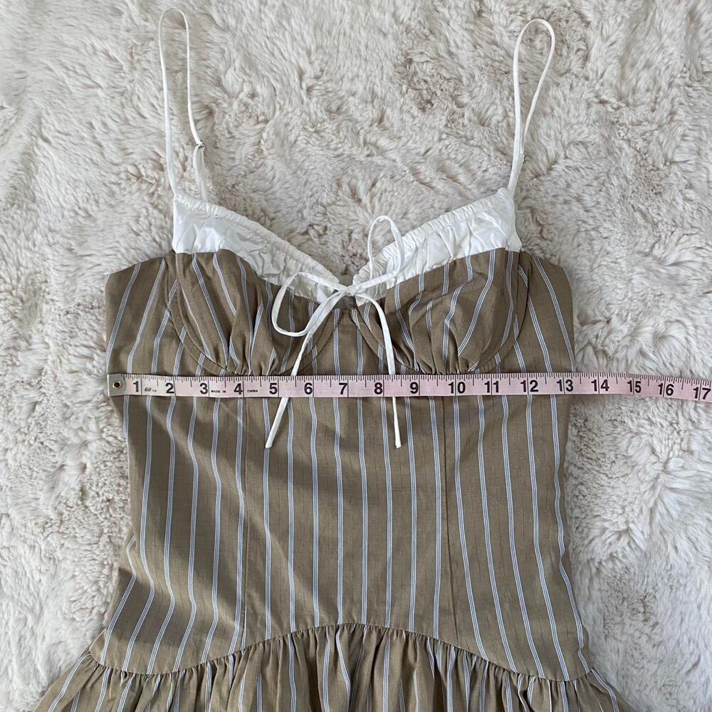 Nia Cream and Brown Peasant Striped Mini Dress - Picture 9 of 11